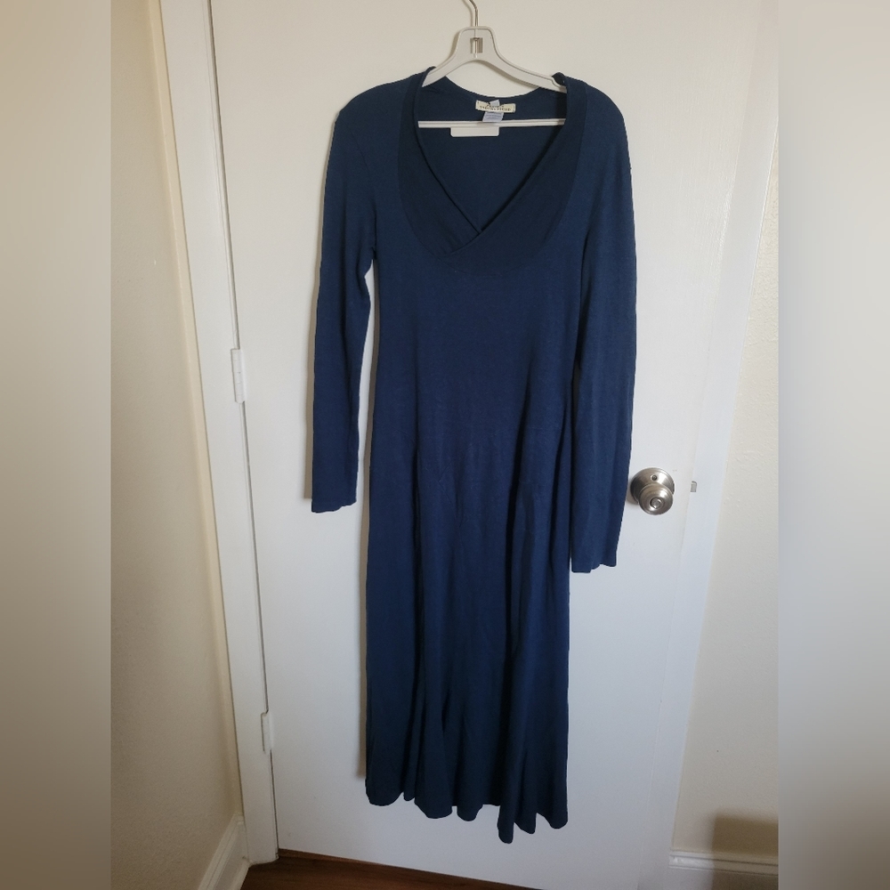 Prairie Underground V Neck Navy Long Sleeve Maxi Dress